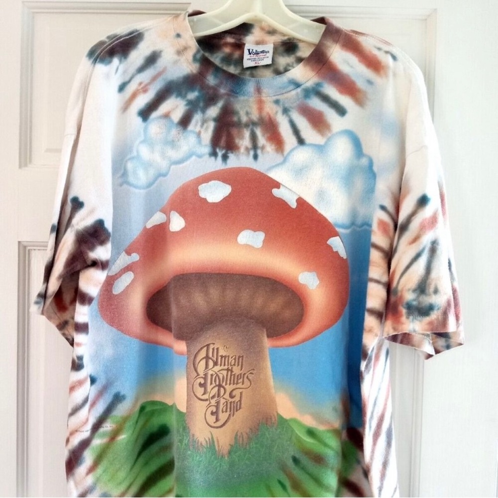 VTG Allman Brothers 1995 Tour Tie Dye Mushroom Tee XL Single Stitch Sleeves USA